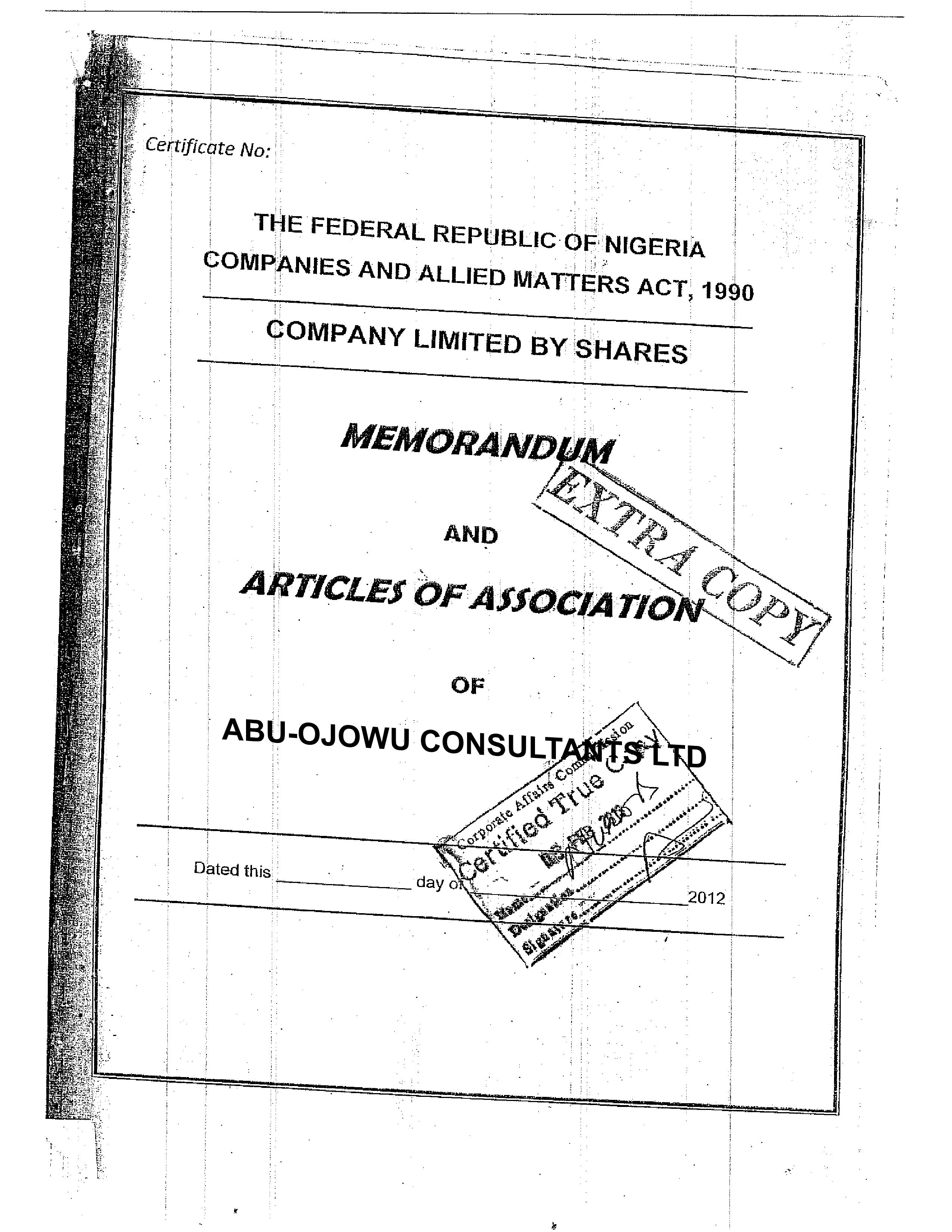Memorandum & Articles of Association (1)